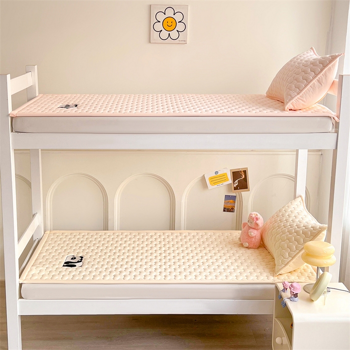 91家纺网 家纺一手货源 找家纺 雯豆家纺 2024新款纯色绣花床垫床褥床护垫上下铺学生宿舍单人床护垫-熊猫 床褥款-熊猫-奶茶杏