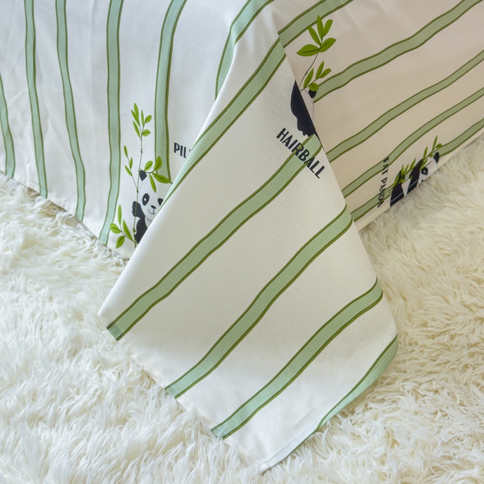 91家纺网 家纺一手货源 找家纺 金丝鸟家纺 2024新款全棉小清新印花单床单系列 竹林团子