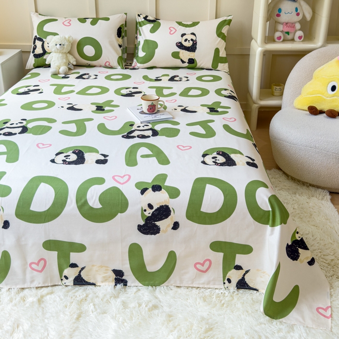 91家纺网 家纺一手货源 找家纺 金丝鸟家纺 2024新款全棉小清新印花单床单系列 国宝字母