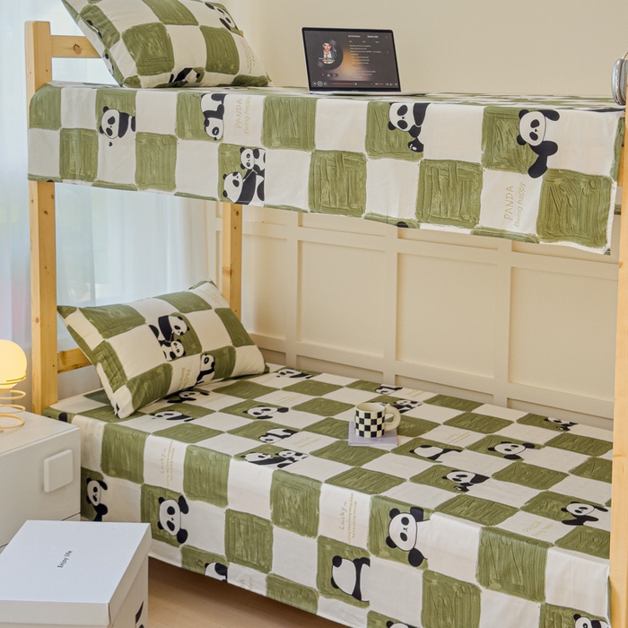 91家纺网 家纺一手货源 找家纺 金丝鸟家纺 2024新款全棉小清新印花单床单系列（学生床） 棋盘米兜