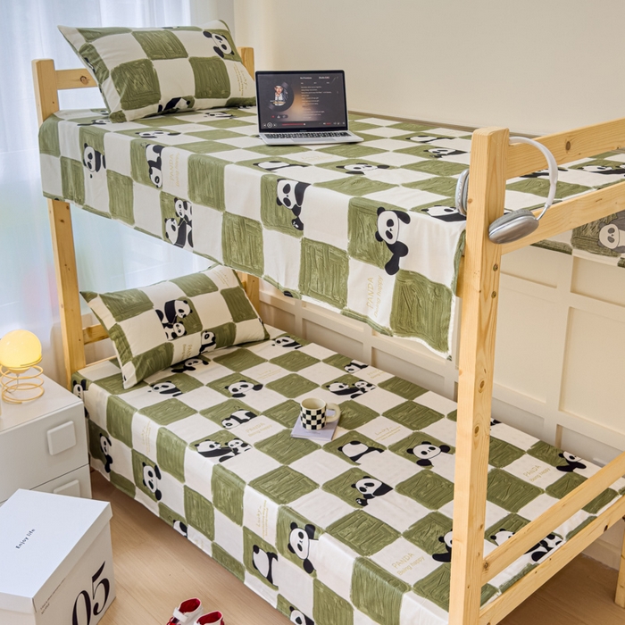 91家纺网 家纺一手货源 找家纺 金丝鸟家纺 2024新款全棉小清新印花单床单系列（学生床） 棋盘米兜