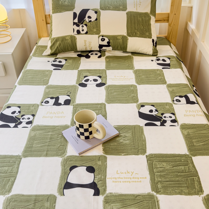 91家纺网 家纺一手货源 找家纺 金丝鸟家纺 2024新款全棉小清新印花单床单系列（学生床） 棋盘米兜