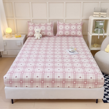 金丝鸟家纺 2024新款全棉小清新印花单床笠系列 美心格