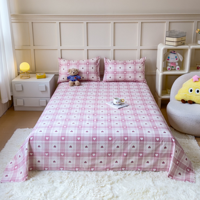 91家纺网 家纺一手货源 找家纺 金丝鸟家纺 2024新款全棉小清新印花单床单系列 美心格