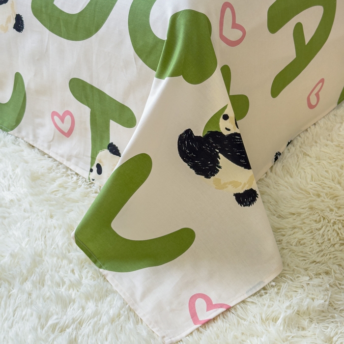 91家纺网 家纺一手货源 找家纺 金丝鸟家纺 2024新款全棉小清新印花单床单系列 国宝字母