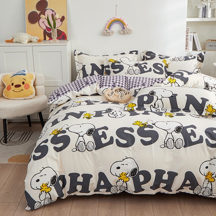 91家纺网 家纺一手货源 找家纺 总钰伶 13372全棉史努比纯棉床单床笠款四件套（预留6厘米缩水尺寸）