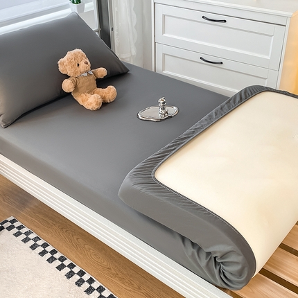 91家纺网 家纺一手货源 找家纺 暖季家纺 2025新款40支长绒棉13376刺绣款全棉床笠支持定制 40-高级灰