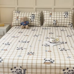 91家纺网 家纺一手货源 找家纺 金丝鸟家纺 2024新款全棉小清新印花单床笠系列 格子米兜