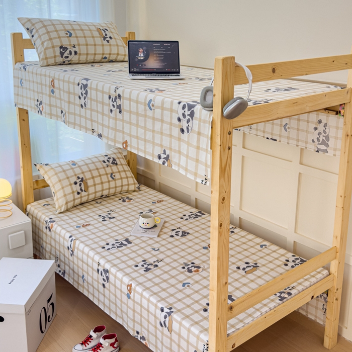 91家纺网 家纺一手货源 找家纺 金丝鸟家纺 2024新款全棉小清新印花单床单系列（学生床） 格子米兜