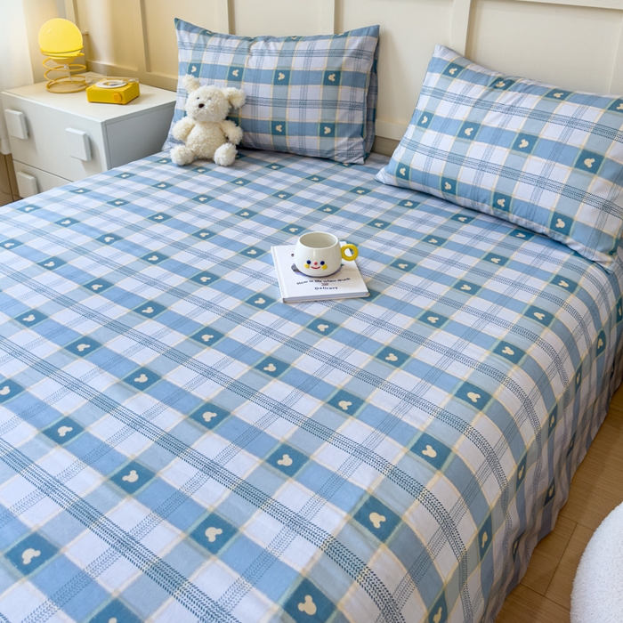 91家纺网 家纺一手货源 找家纺 金丝鸟家纺 2024新款全棉小清新印花单床单系列 小格米奇