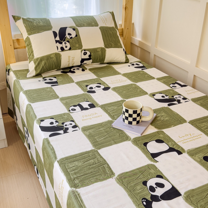 91家纺网 家纺一手货源 找家纺 金丝鸟家纺 2024新款全棉小清新印花单床单系列（学生床） 棋盘米兜