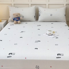 91家纺网 家纺一手货源 找家纺 金丝鸟家纺 2024新款全棉小清新印花单床笠系列 小萌猫