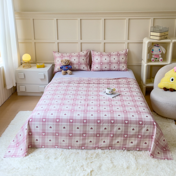 91家纺网 家纺一手货源 找家纺 金丝鸟家纺 2024新款全棉小清新印花单床单系列 美心格