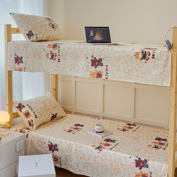 91家纺网 家纺一手货源 找家纺 金丝鸟家纺 2024新款全棉小清新印花单床单系列（学生床） 小童趣