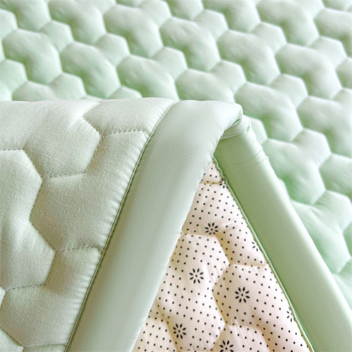 91家纺网 家纺一手货源 找家纺 雯豆家纺 2024新款学生上下铺纯色绣花床垫床褥宿舍单人床护垫-柯基 床褥款-柯基-清雅绿