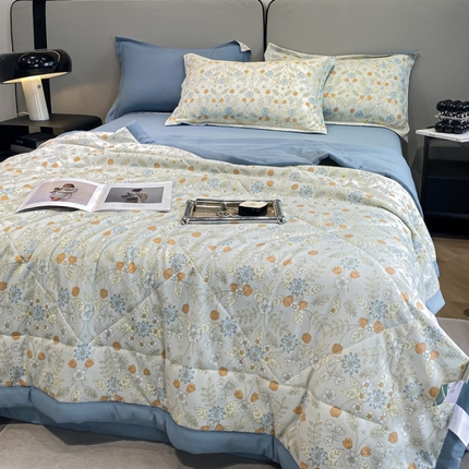 91家纺网 家纺一手货源 找家纺 （总）帕拉美拉 2025新款水洗棉麻双层纱大豆夏被四件套