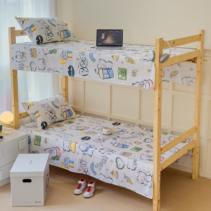 金丝鸟家纺 2024新款全棉小清新印花单床单系列（学生床） 快乐小熊