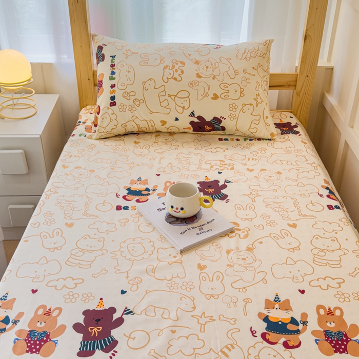 91家纺网 家纺一手货源 找家纺 金丝鸟家纺 2024新款全棉小清新印花单床单系列（学生床） 小童趣