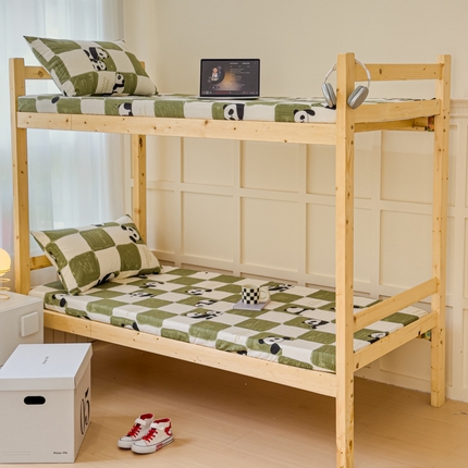 91家纺网 家纺一手货源 找家纺 金丝鸟家纺 2024新款全棉小清新印花单床笠系列（学生床） 棋盘米兜