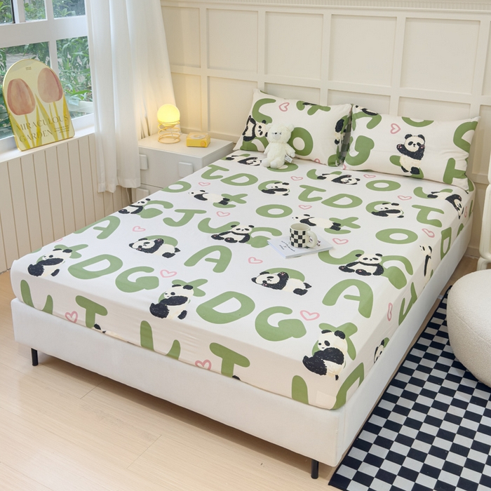 91家纺网 家纺一手货源 找家纺 金丝鸟家纺 2024新款全棉小清新印花单床笠系列 国宝字母