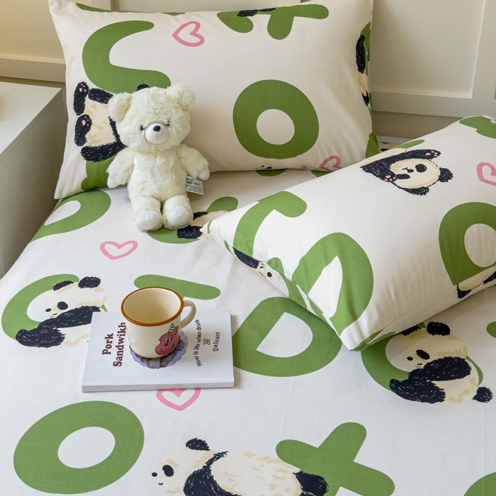 91家纺网 家纺一手货源 找家纺 金丝鸟家纺 2024新款全棉小清新印花单床单系列 国宝字母