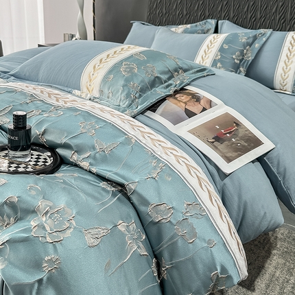 91家纺网 家纺一手货源 找家纺 （总）梦舒羽 2025新款加厚水洗棉浮雕刺绣四件套学生套件