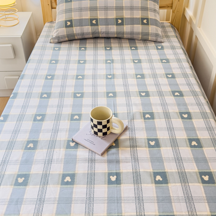 91家纺网 家纺一手货源 找家纺 金丝鸟家纺 2024新款全棉小清新印花单床单系列（学生床） 小格米奇