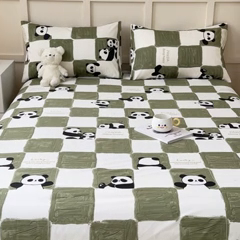 91家纺网 家纺一手货源 找家纺 金丝鸟家纺 2024新款全棉小清新印花单床单系列 棋盘米兜