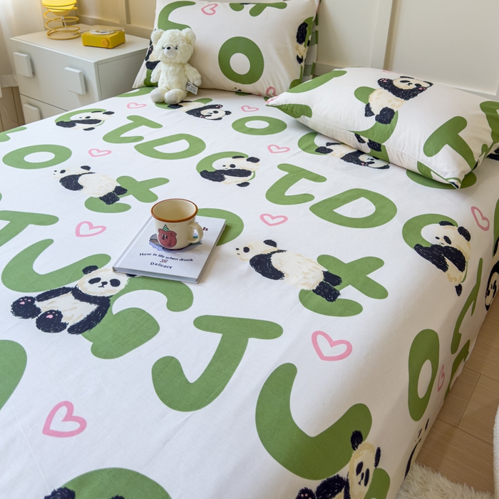 91家纺网 家纺一手货源 找家纺 金丝鸟家纺 2024新款全棉小清新印花单床单系列 国宝字母