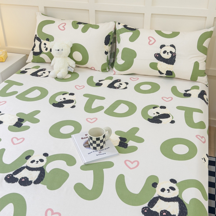 91家纺网 家纺一手货源 找家纺 金丝鸟家纺 2024新款全棉小清新印花单床笠系列 国宝字母