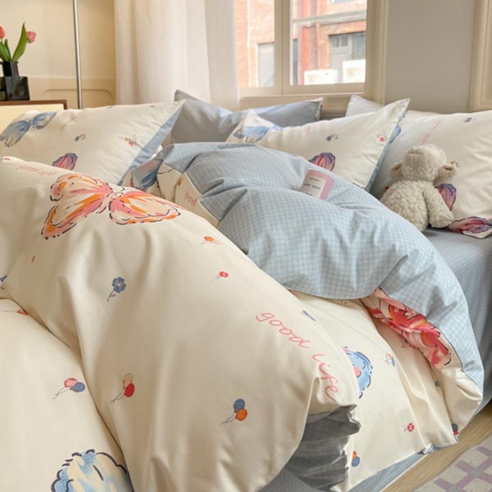 91家纺网 家纺一手货源 找家纺 晨希家居 2024新款全棉小清新印花四件套-系列二 自然之翼