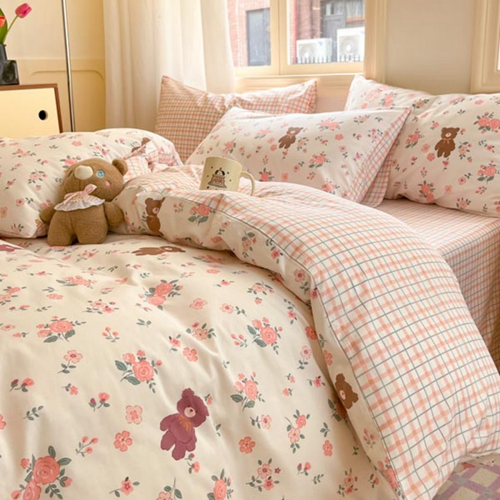 91家纺网 家纺一手货源 找家纺 晨希家居 2024新款全棉小清新印花四件套-系列二 花莹