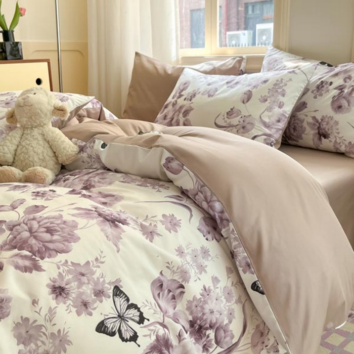 91家纺网 家纺一手货源 找家纺 晨希家居 2024新款全棉小清新印花四件套-系列二 暮风寻蝶