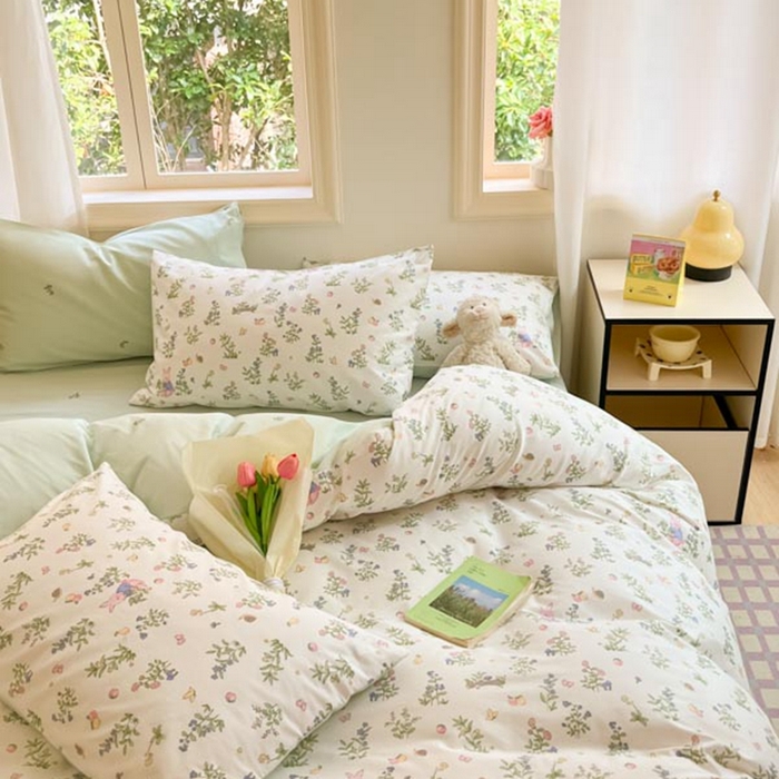 91家纺网 家纺一手货源 找家纺 晨希家居 2024新款全棉小清新印花四件套-系列二 花语兔