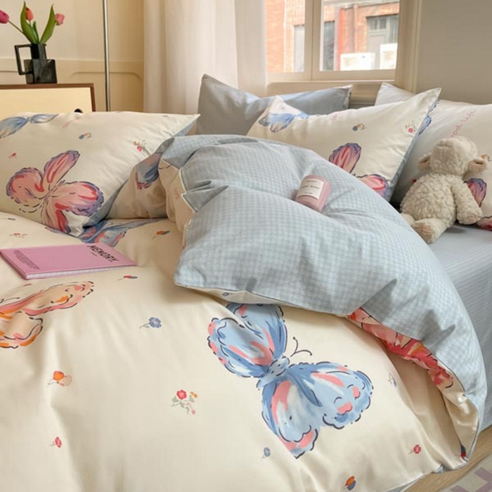 91家纺网 家纺一手货源 找家纺 晨希家居 2024新款全棉小清新印花四件套-系列二 自然之翼