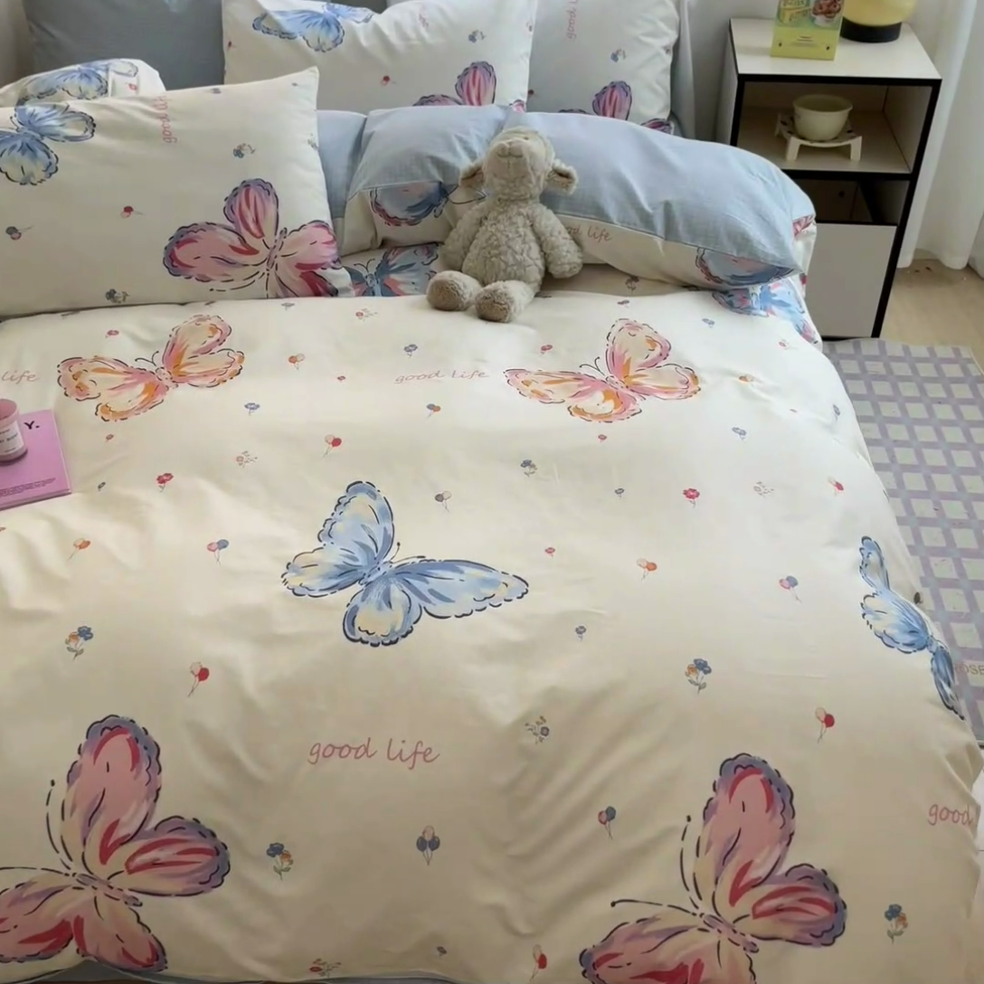 91家纺网 家纺一手货源 找家纺 晨希家居 2024新款全棉小清新印花四件套-系列二 自然之翼