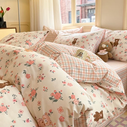 91家纺网 家纺一手货源 找家纺 晨希家居 2024新款全棉小清新印花四件套-系列二 花莹