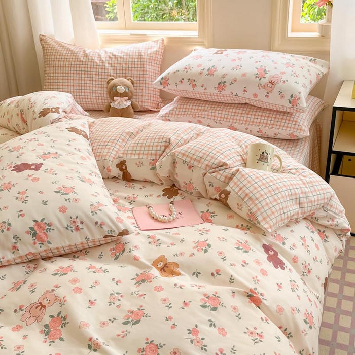 91家纺网 家纺一手货源 找家纺 晨希家居 2024新款全棉小清新印花四件套-系列二 花莹