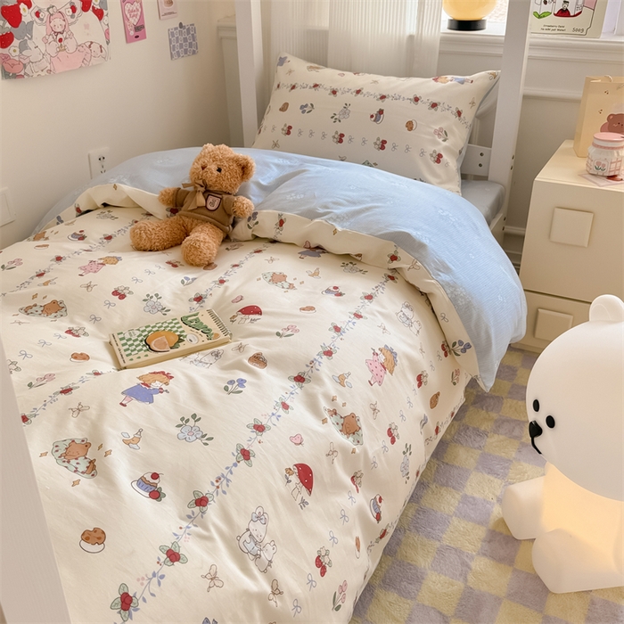 91家纺网 家纺一手货源 找家纺 简宜家居 2025新款40支全棉斜纹学生宿舍三件套 悦琳