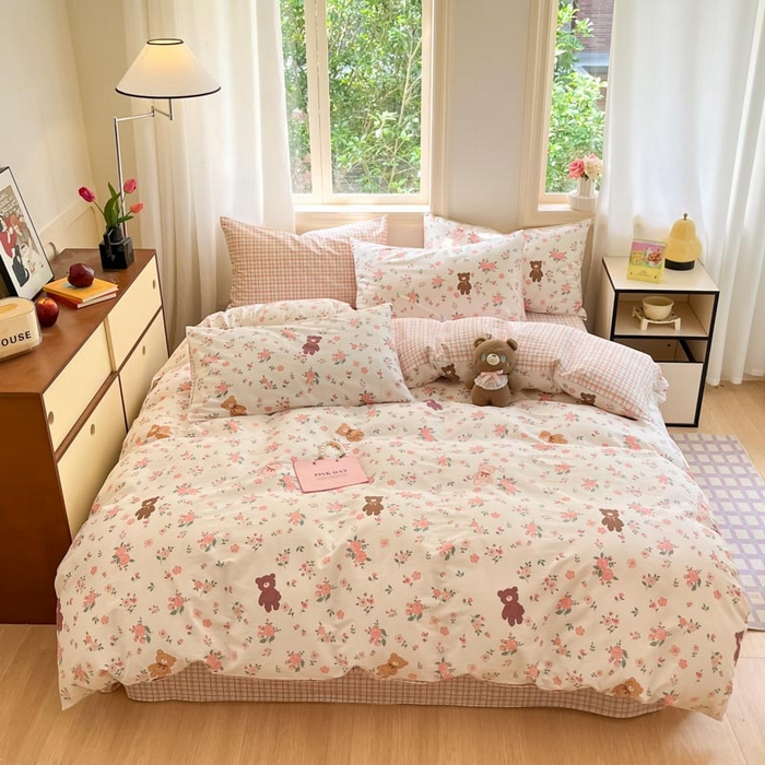 91家纺网 家纺一手货源 找家纺 晨希家居 2024新款全棉小清新印花四件套-系列二 花莹