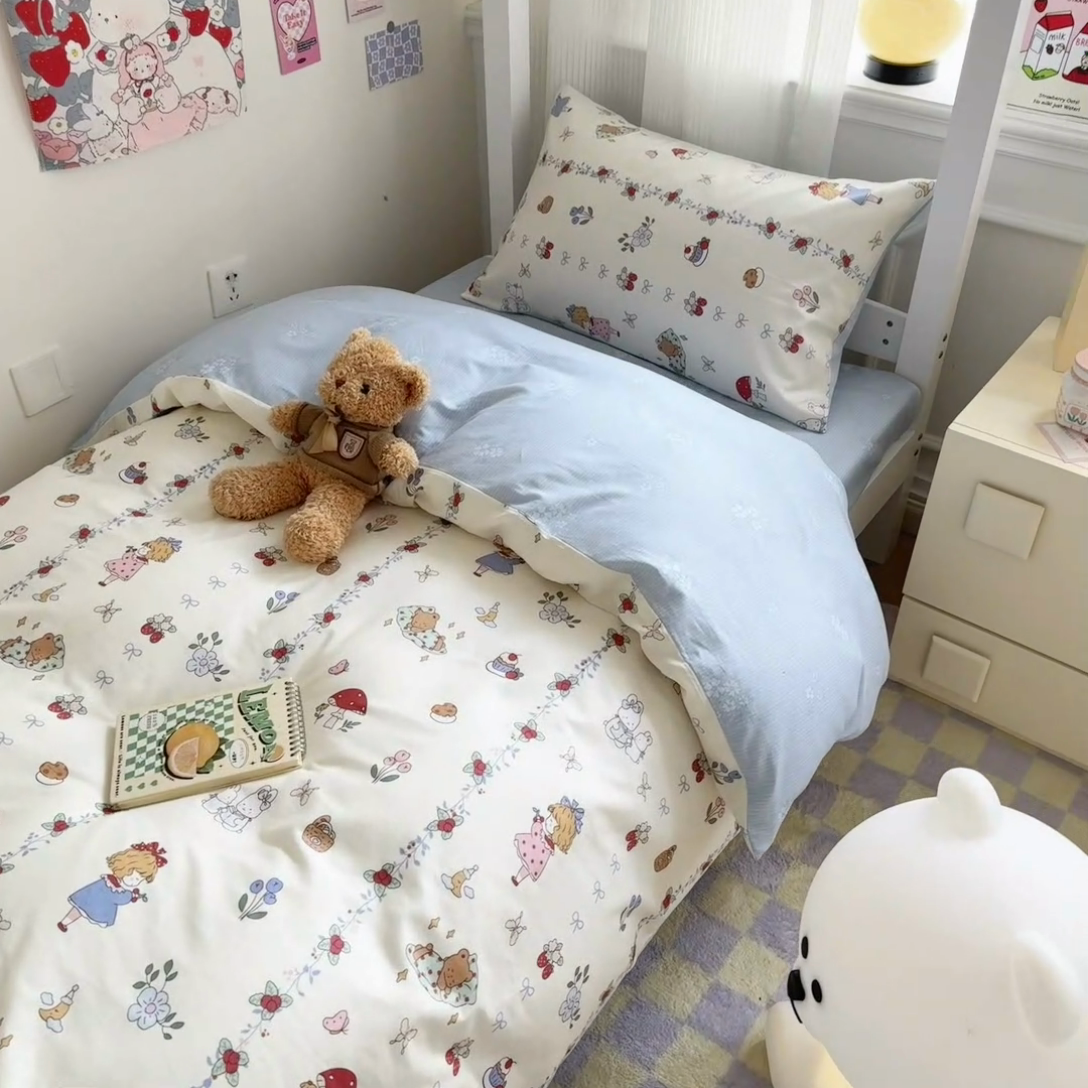 91家纺网 家纺一手货源 找家纺 简宜家居 2025新款40支全棉斜纹学生宿舍三件套 悦琳