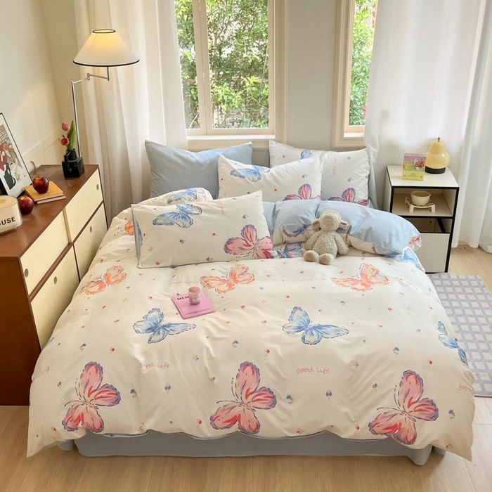 91家纺网 家纺一手货源 找家纺 晨希家居 2024新款全棉小清新印花四件套-系列二 自然之翼