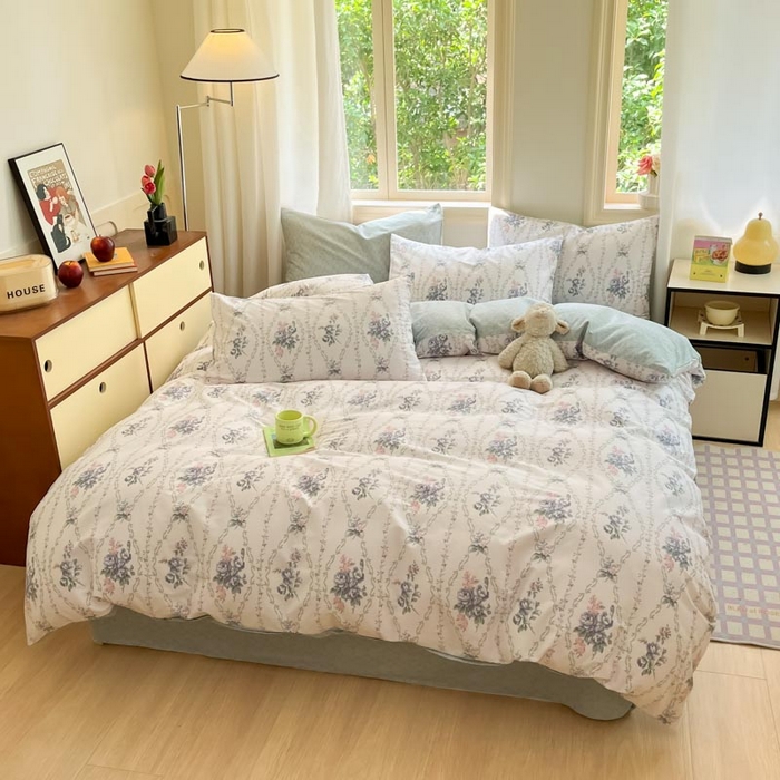 91家纺网 家纺一手货源 找家纺 晨希家居 2024新款全棉小清新印花四件套-系列二 花样年花