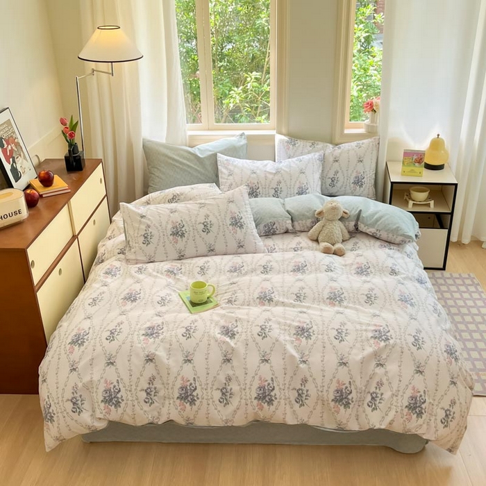 91家纺网 家纺一手货源 找家纺 晨希家居 2024新款全棉小清新印花四件套-系列二 花样年花