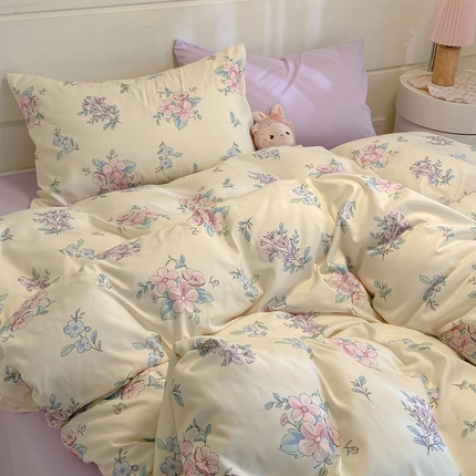 91家纺网 家纺一手货源 找家纺 海岛哥哥 2024新款超柔云朵棉ins风小红书花卉混搭系列四件套 混搭-微甜