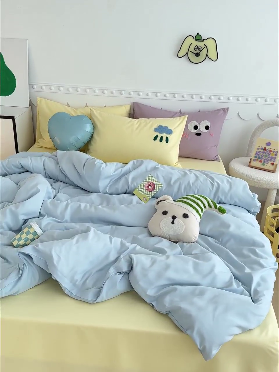 91家纺网 家纺一手货源 找家纺 曼谷家纺 新款软糯糯个性毛巾绣四件套磨毛床上用品水洗棉三件套件 棉花糖-蓝芝士