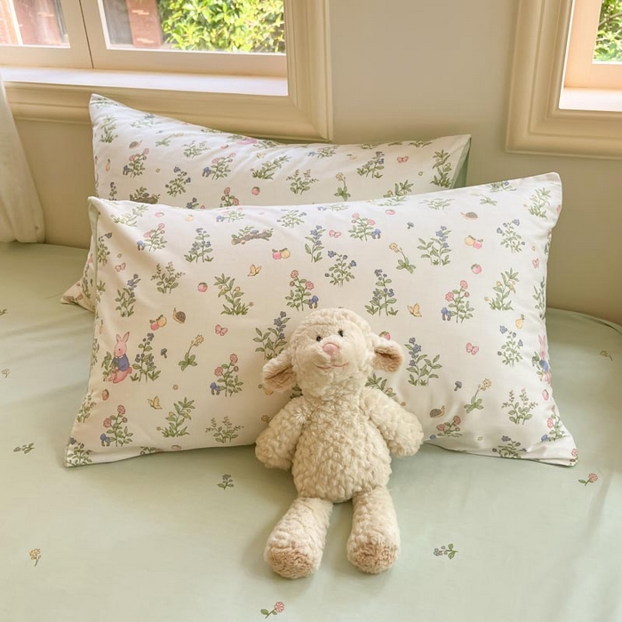 91家纺网 家纺一手货源 找家纺 晨希家居 2024新款全棉小清新印花四件套-系列二 花语兔