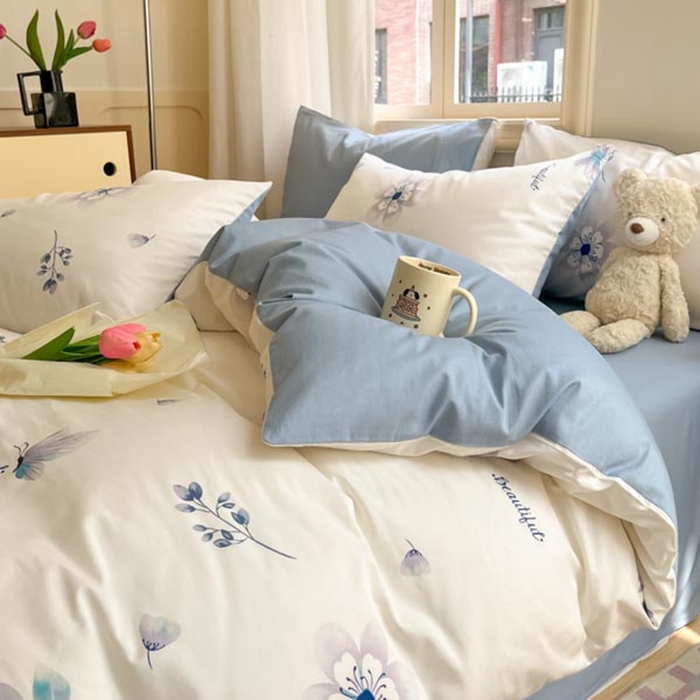 91家纺网 家纺一手货源 找家纺 晨希家居 2024新款全棉小清新印花四件套-系列二 香颂蝶舞