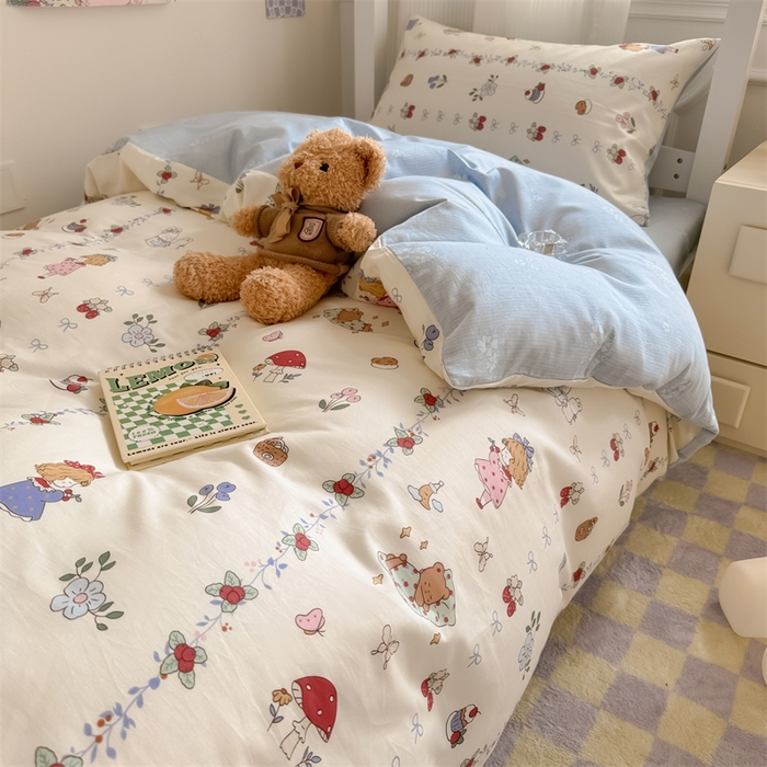 91家纺网 家纺一手货源 找家纺 简宜家居 2025新款40支全棉斜纹学生宿舍三件套 悦琳