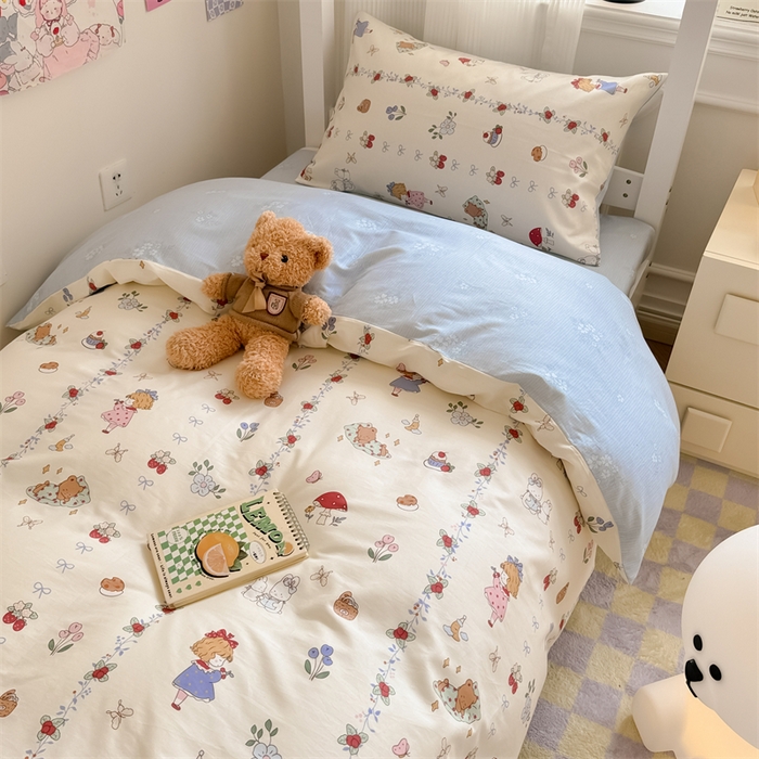 91家纺网 家纺一手货源 找家纺 简宜家居 2025新款40支全棉斜纹学生宿舍三件套 悦琳